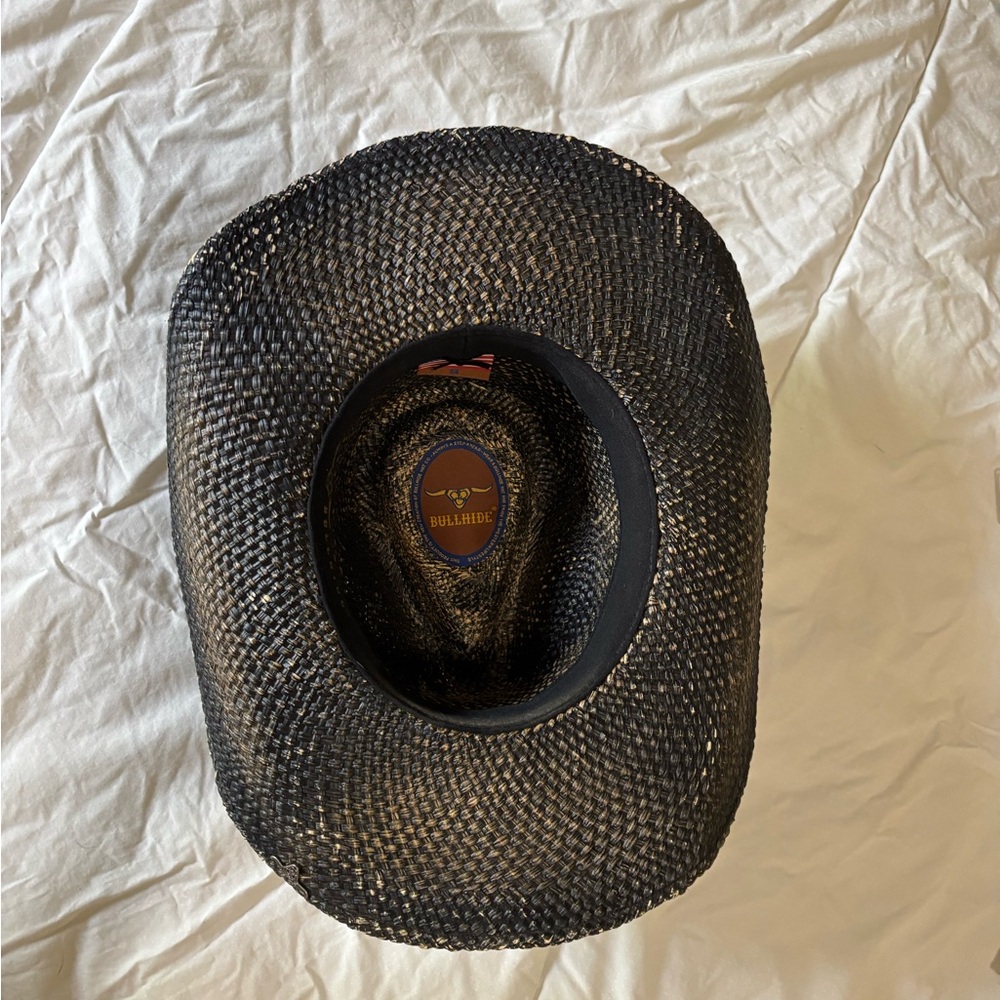 Brown Woven Cowboy Hat with Decorative Band. Bullnose brand made in USA - Picture 6 of 9